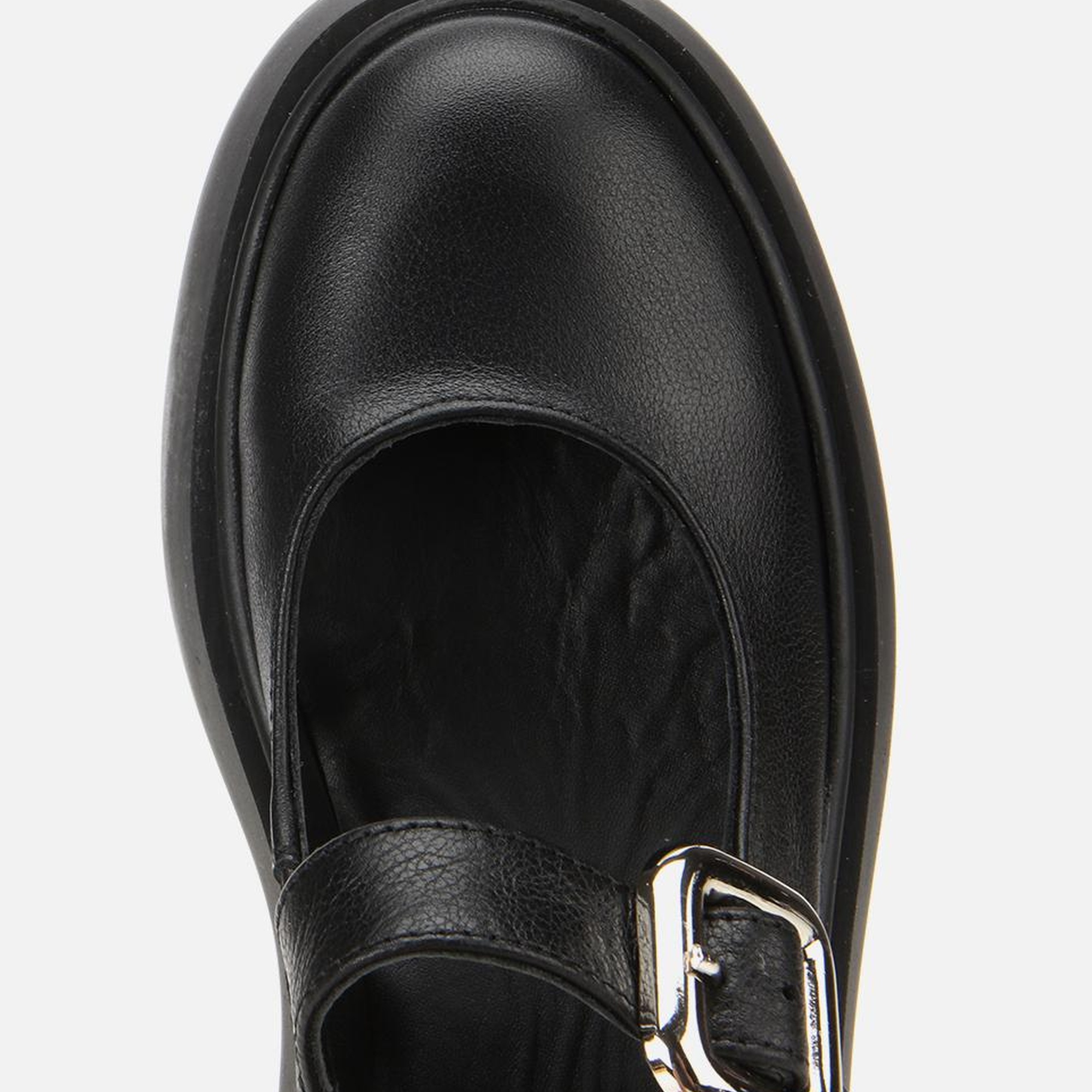 Kadın Deri Siyah Dolgu Topuklu Tokalı Babet