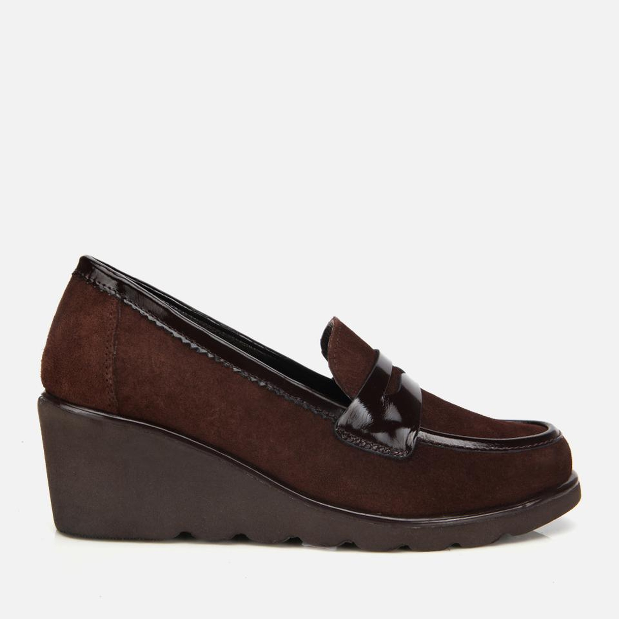 Kadın Süet Deri Kahverengi Rahat Dolgu Topuklu Günlük Loafer