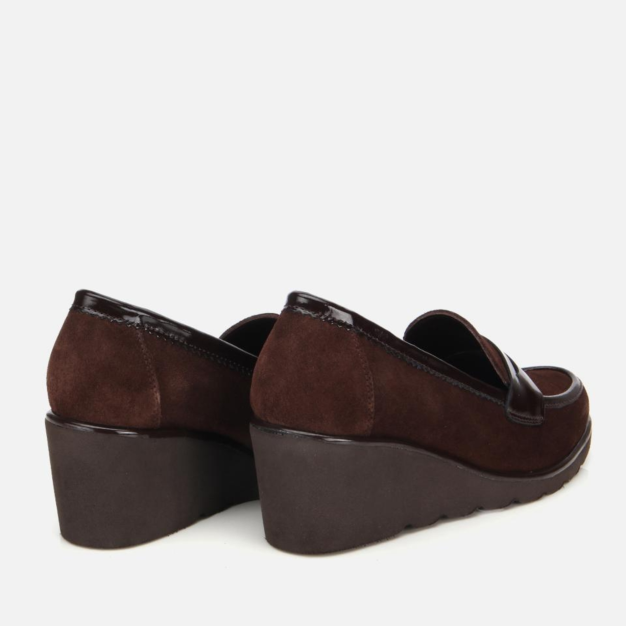 Kadın Süet Deri Kahverengi Rahat Dolgu Topuklu Günlük Loafer