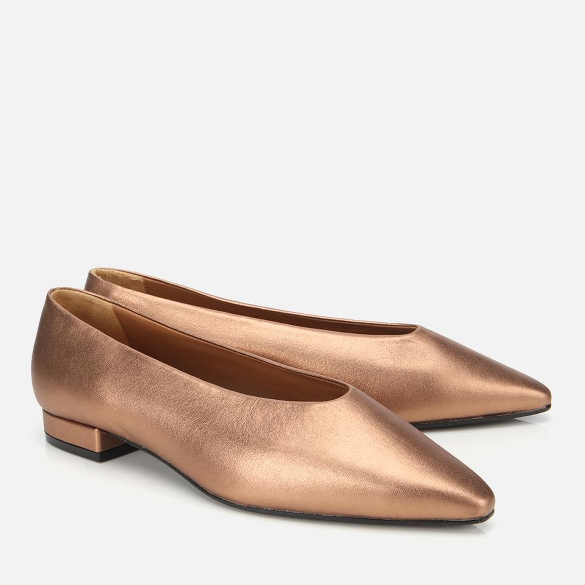 Kadın Deri Bronz Sivri Burunlu Babet