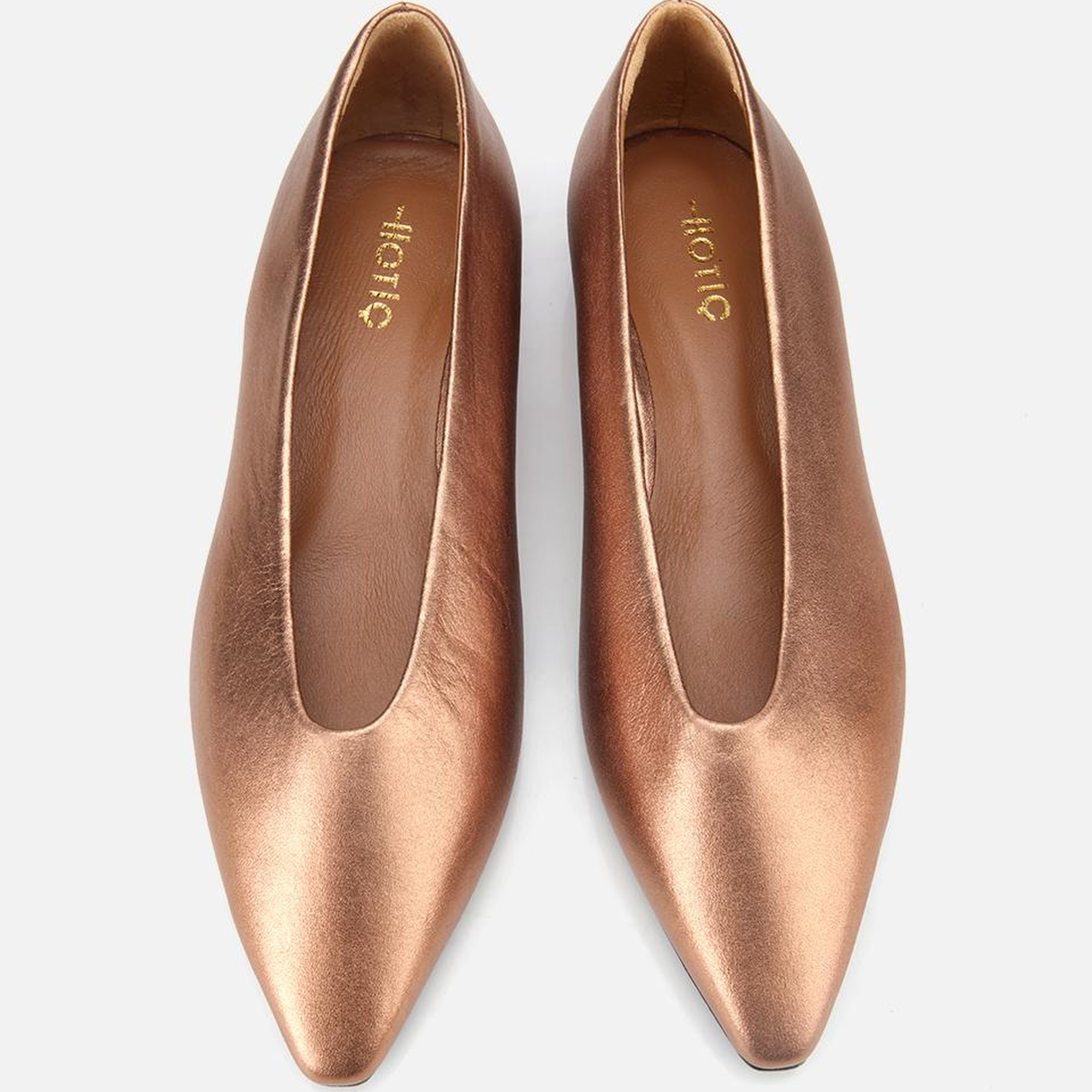 Kadın Deri Bronz Sivri Burunlu Babet