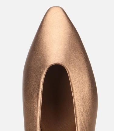  Kadın Deri Bronz Sivri Burunlu Babet