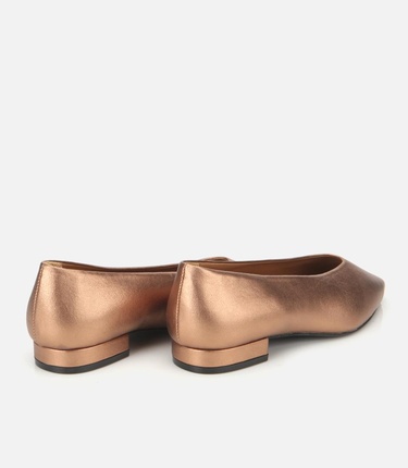  Kadın Deri Bronz Sivri Burunlu Babet