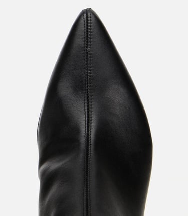  Kadın Deri Siyah Sivri Burunlu Bilekte Topuklu Bot