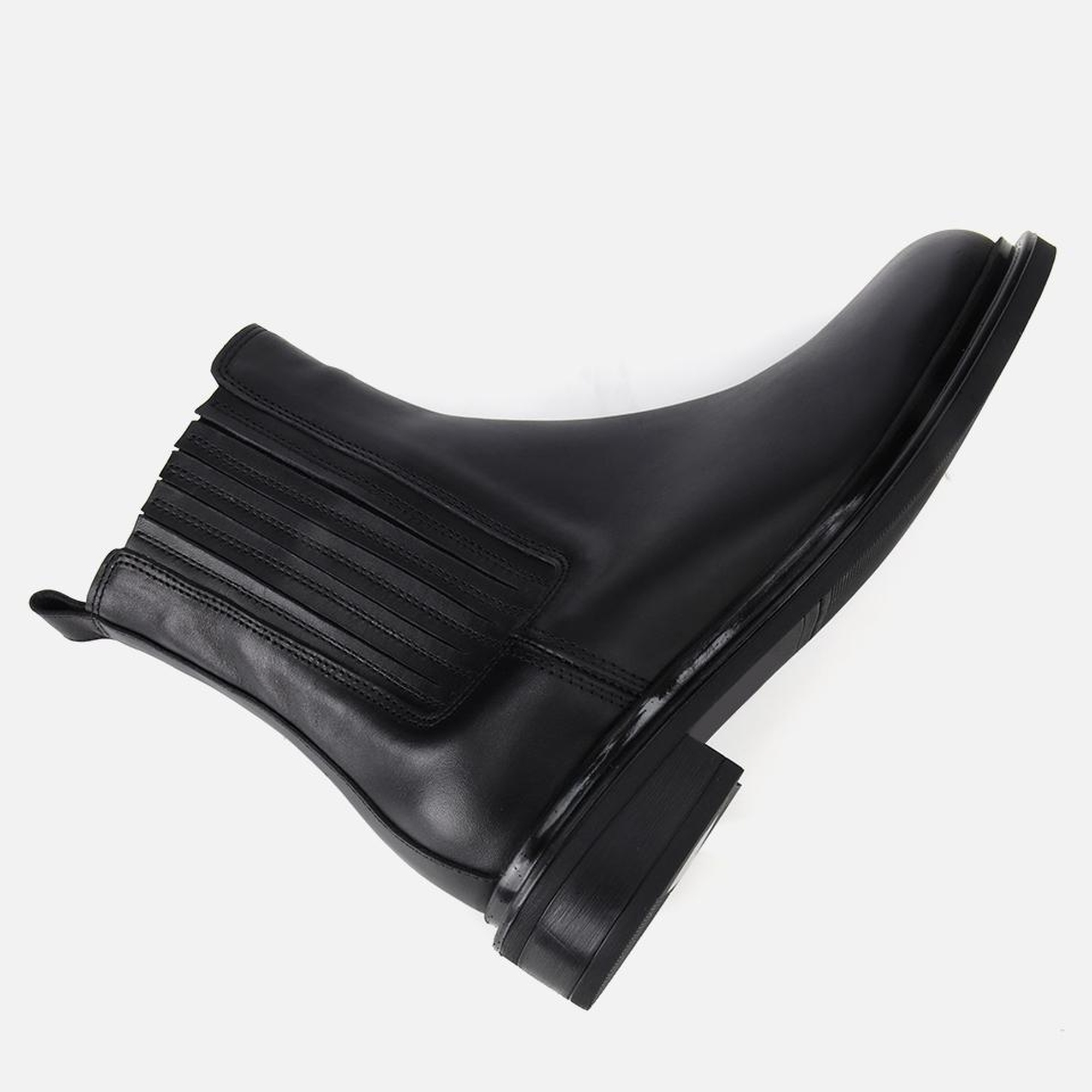 Kadın Deri Siyah Lastik Detaylı Bilekte Düz Bot