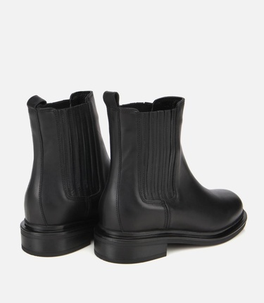  Kadın Deri Siyah Lastik Detaylı Bilekte Düz Bot