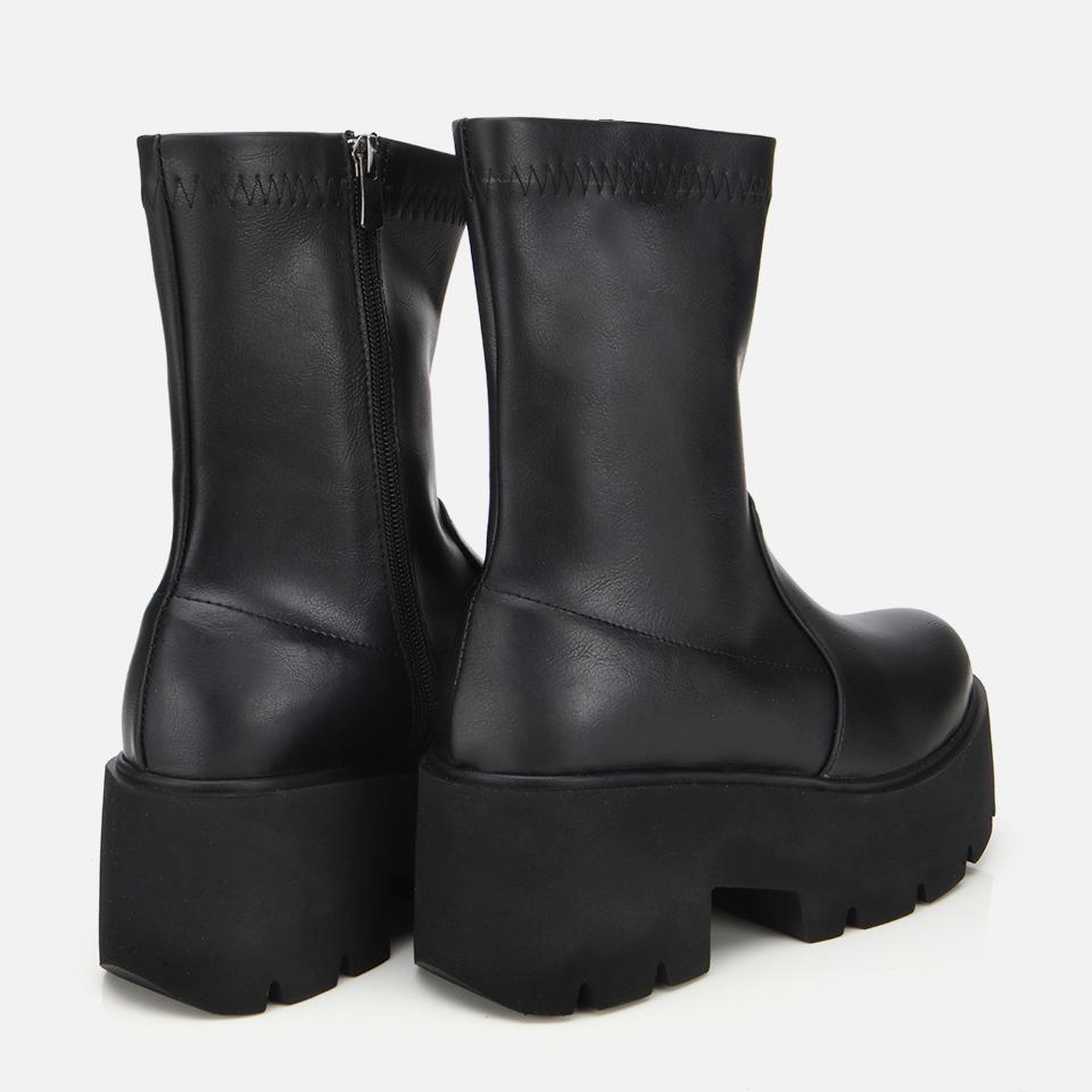 Kadın Siyah Streç Kalın Tabanlı Yüksek Topuklu Bot