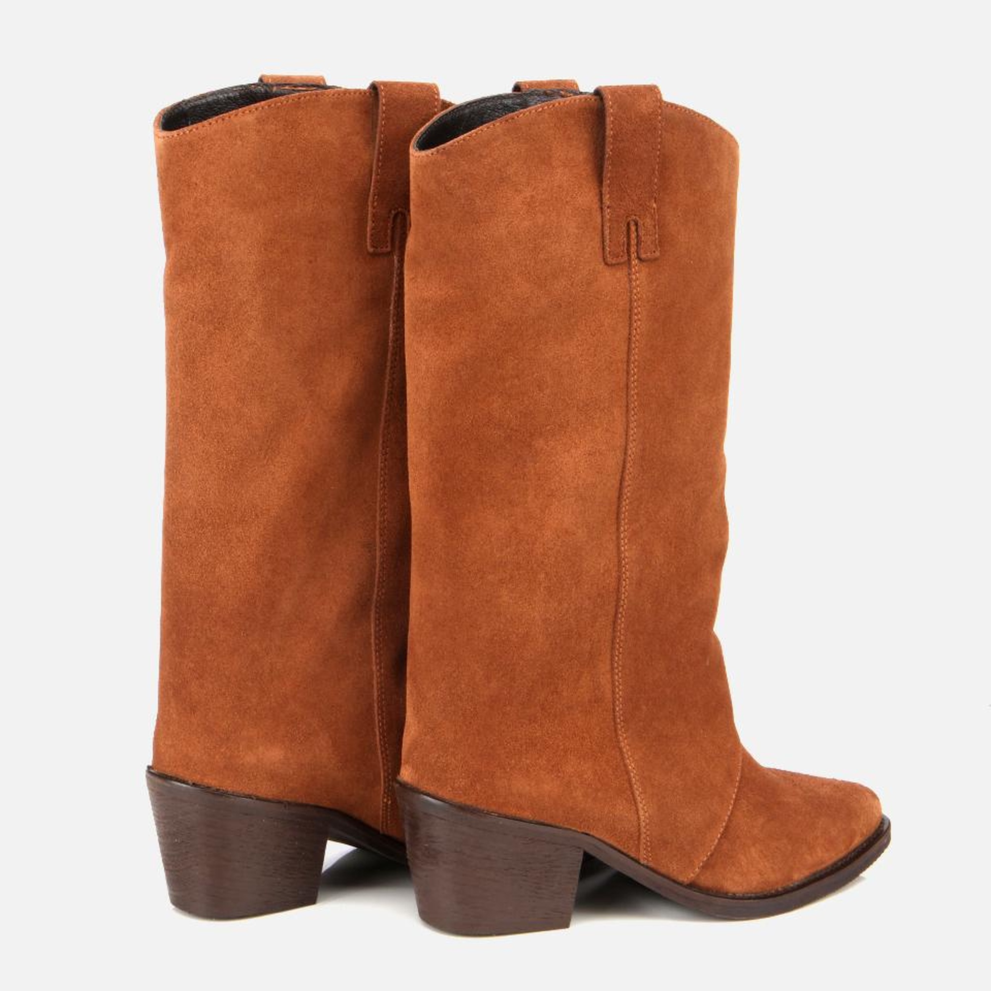 Kadın Süet Deri Taba Kovboy Topuklu Bot