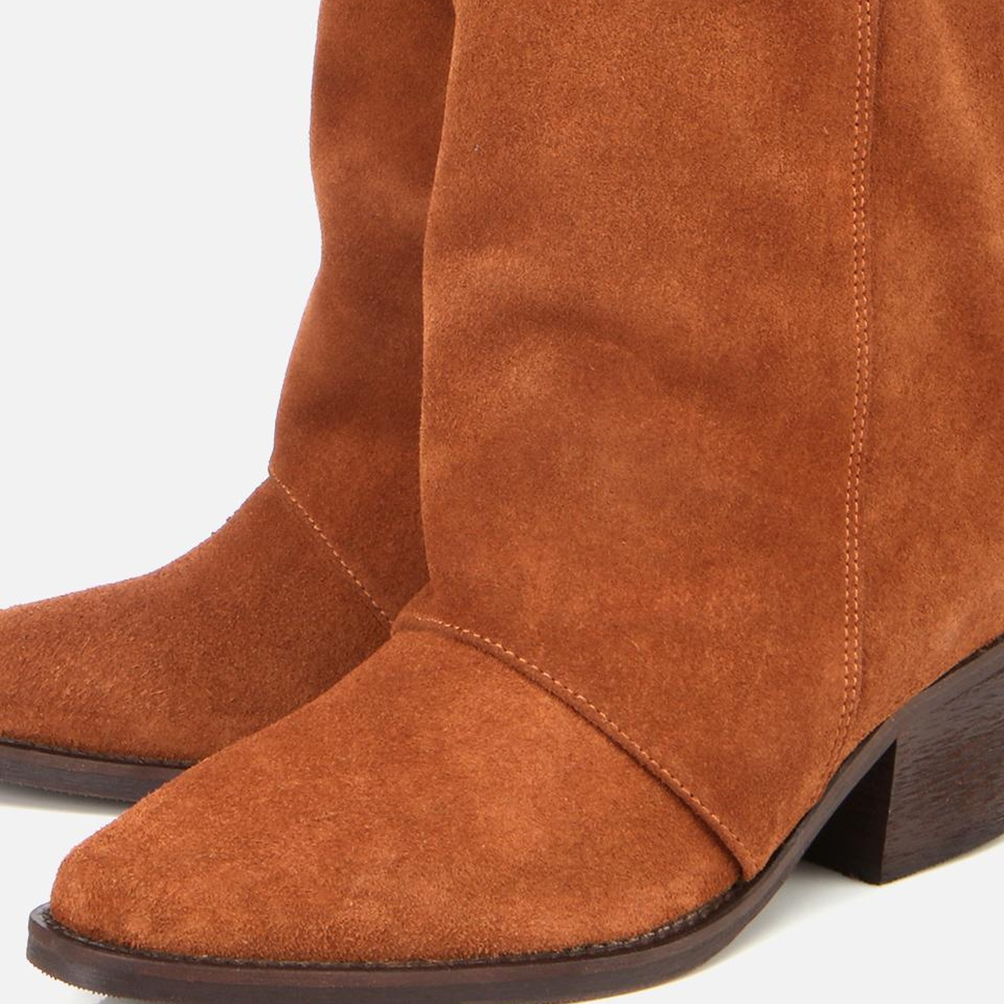 Kadın Süet Deri Taba Kovboy Topuklu Bot