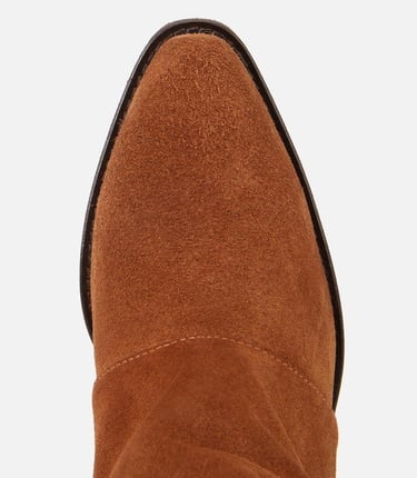  Kadın Süet Deri Taba Kovboy Topuklu Bot