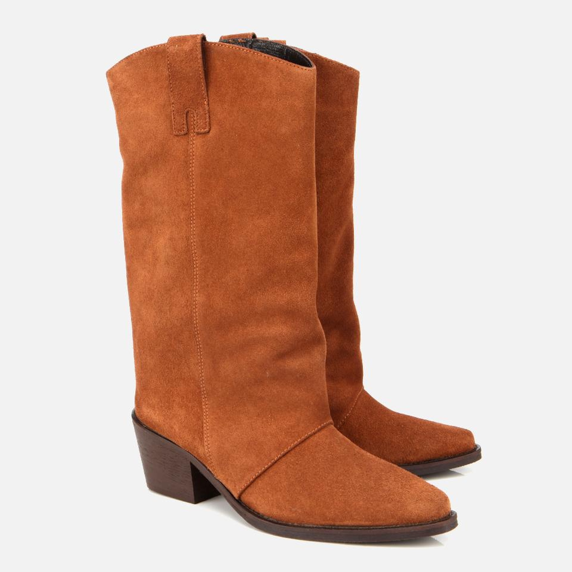 Kadın Süet Deri Taba Kovboy Topuklu Bot