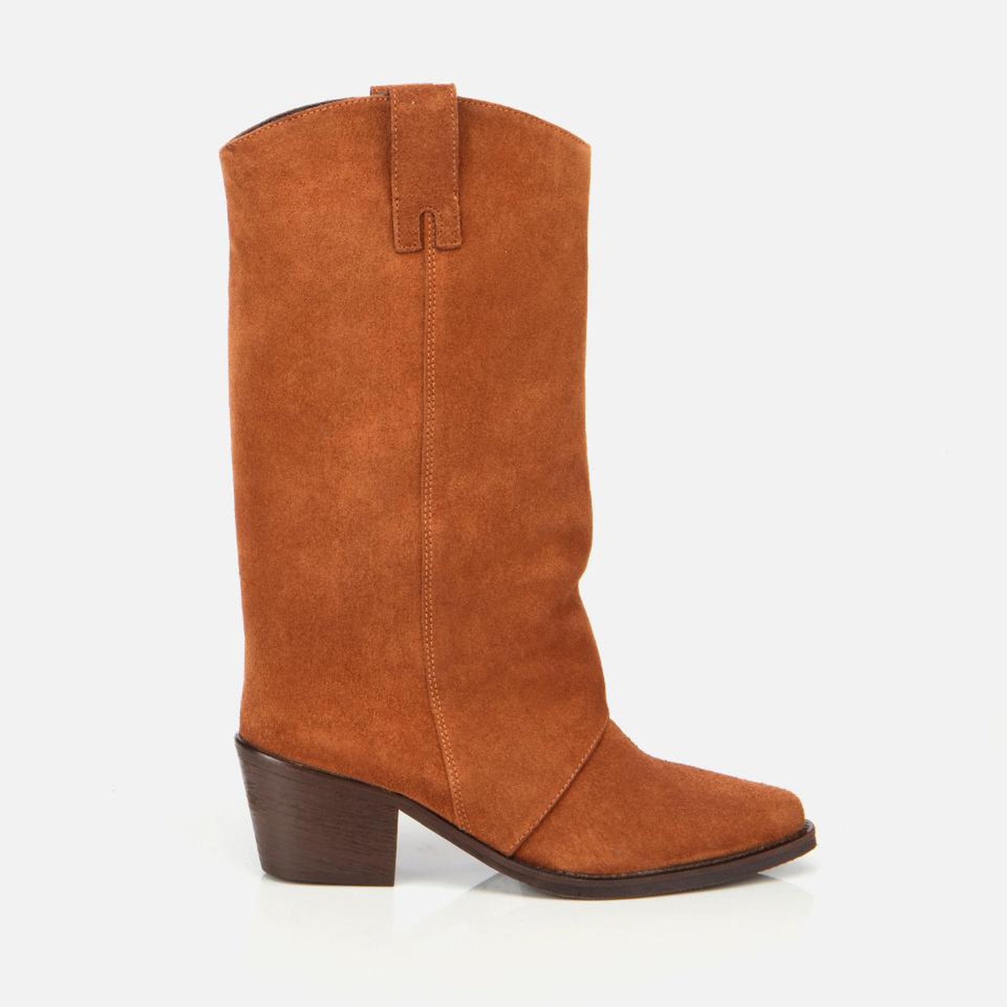 Kadın Süet Deri Taba Kovboy Topuklu Bot