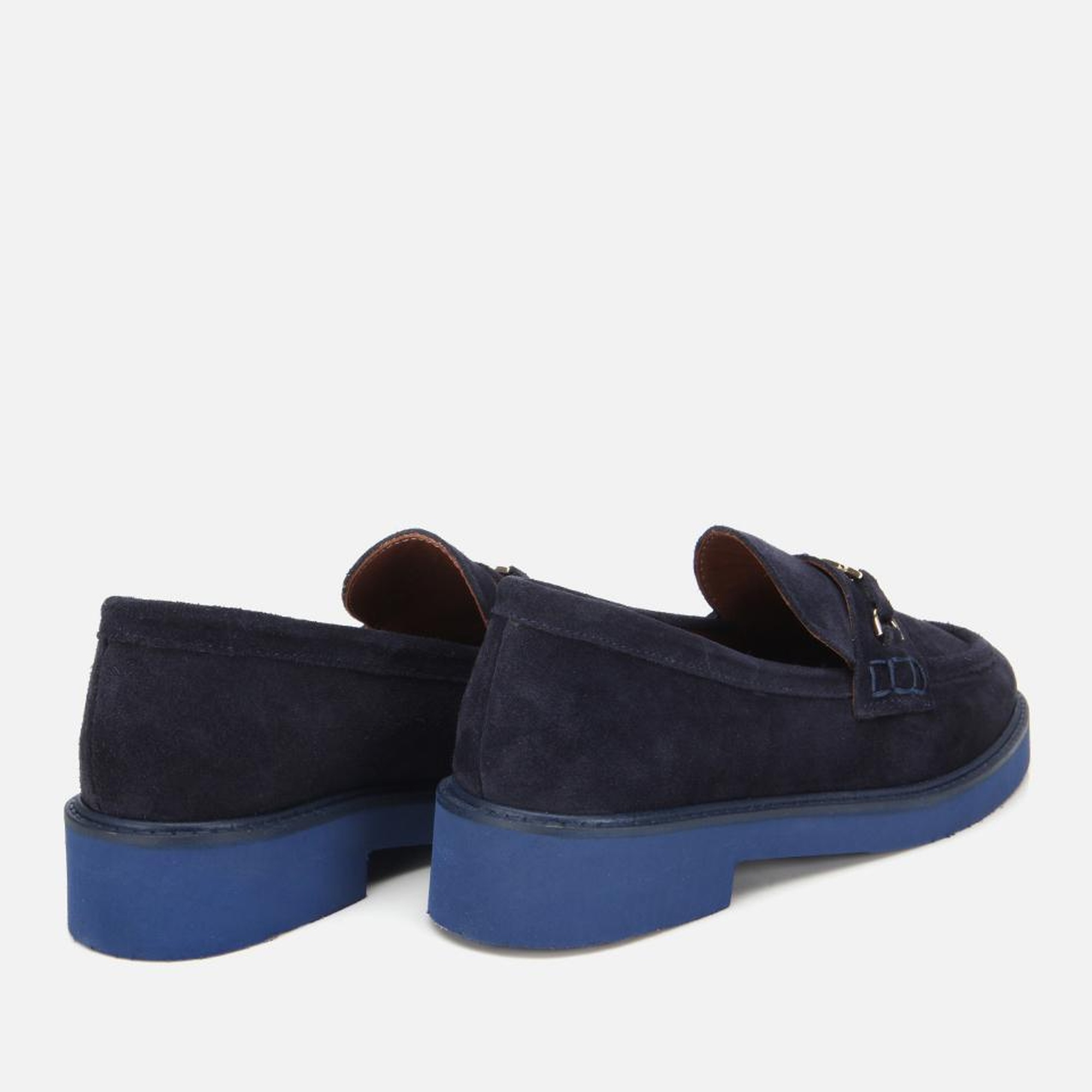 Kadın Süet Deri Lacivert Tokalı Hafif Tabanlı Klasik Loafer