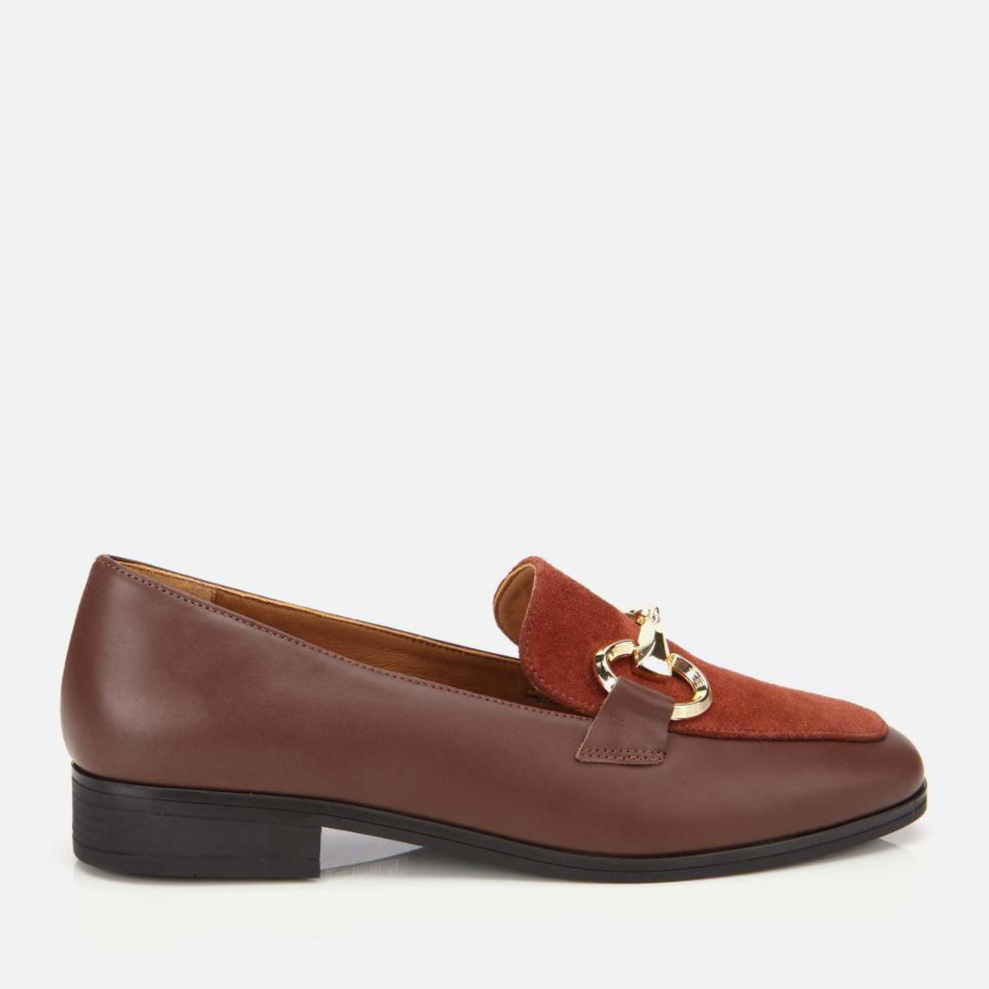 Kadın Süet Deri Acı Kahverengi Tokalı Klasik Loafer