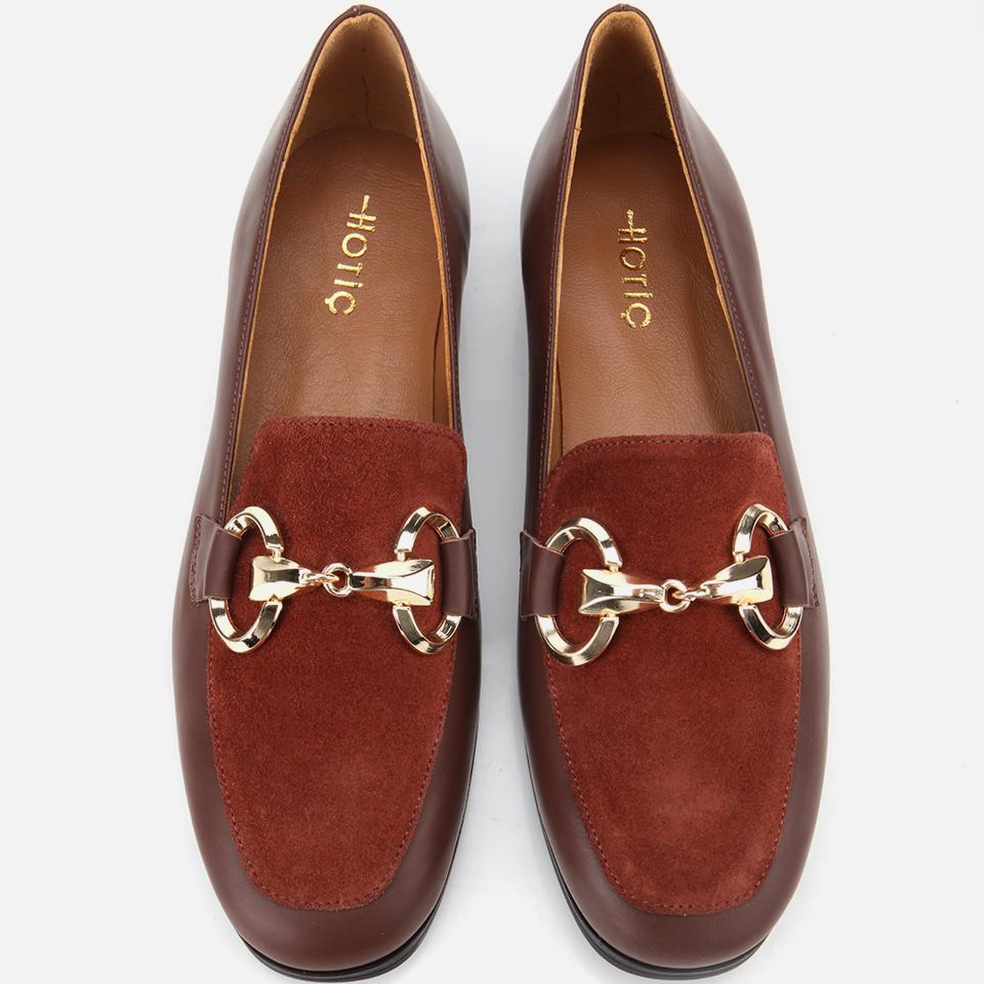 Kadın Süet Deri Acı Kahverengi Tokalı Klasik Loafer