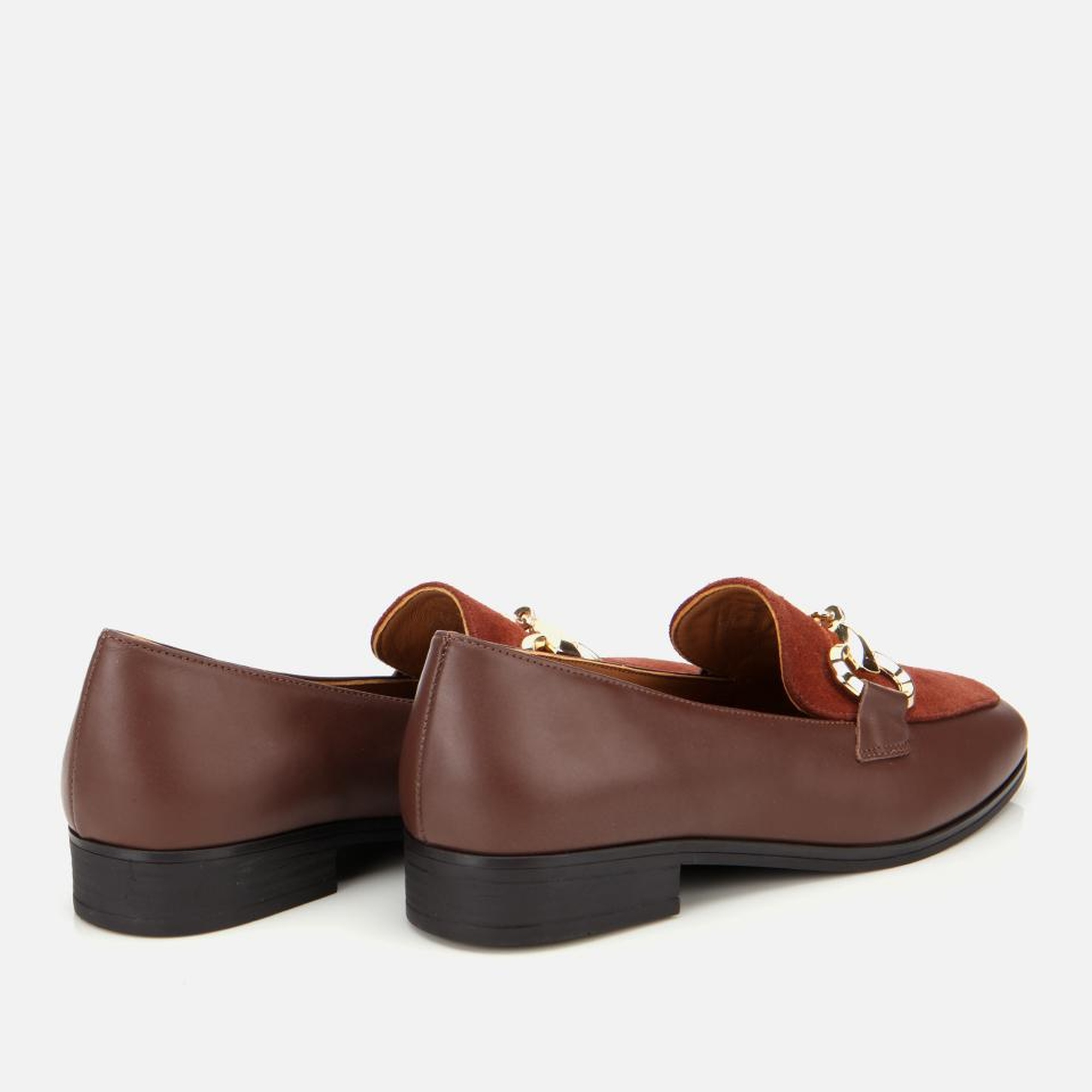 Kadın Süet Deri Acı Kahverengi Tokalı Klasik Loafer