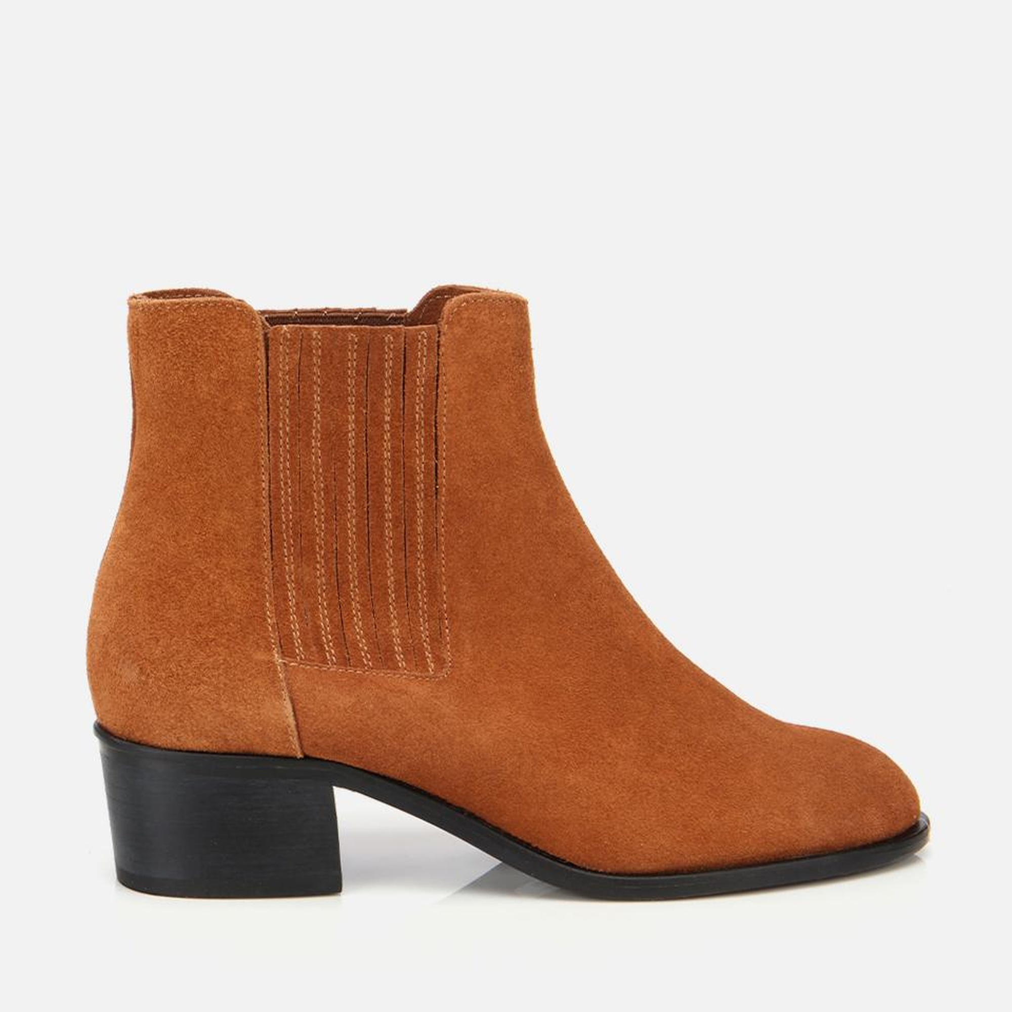 Kadın Süet Deri Taba Lastik Detaylı Bilekte Düz Bot