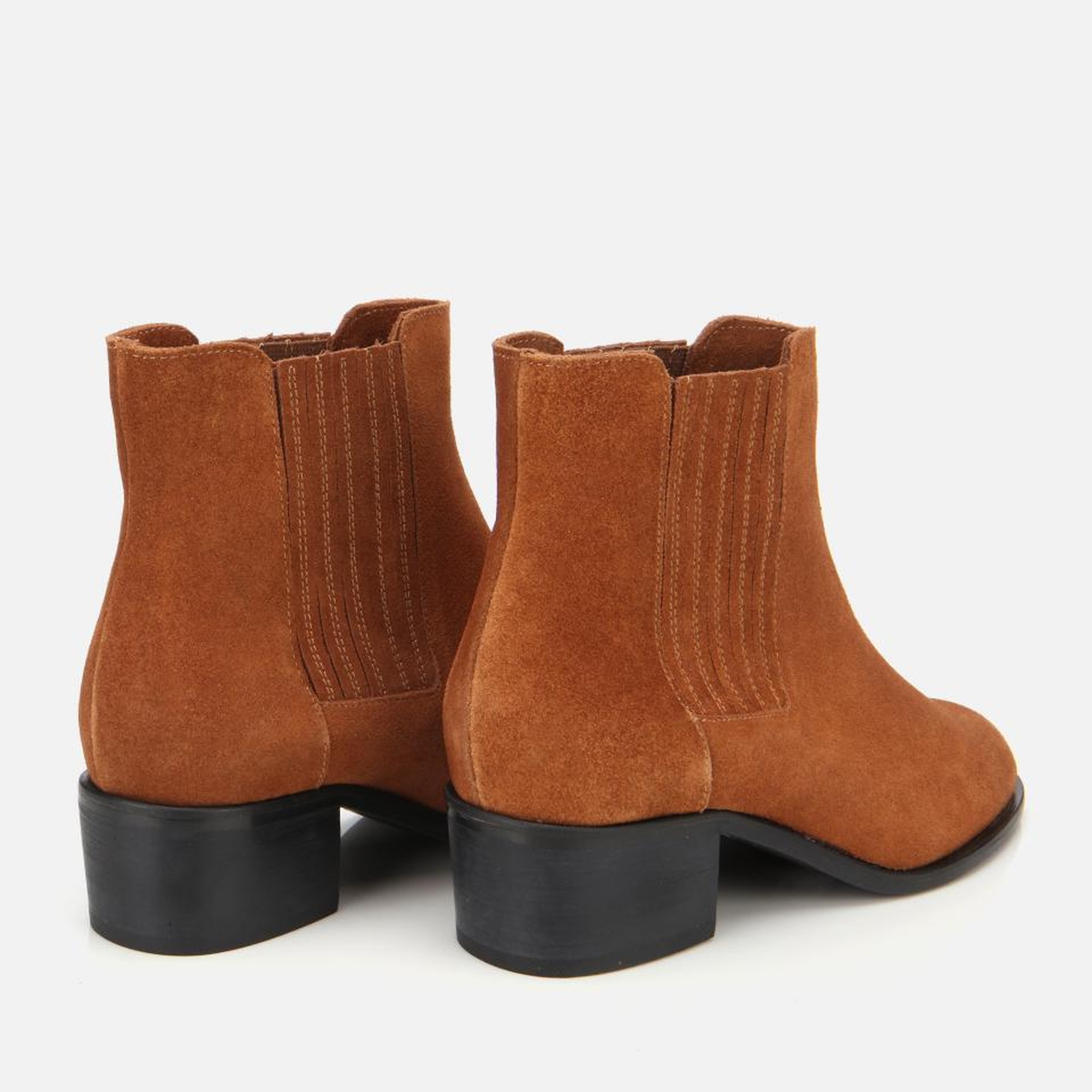 Kadın Süet Deri Taba Lastik Detaylı Bilekte Düz Bot