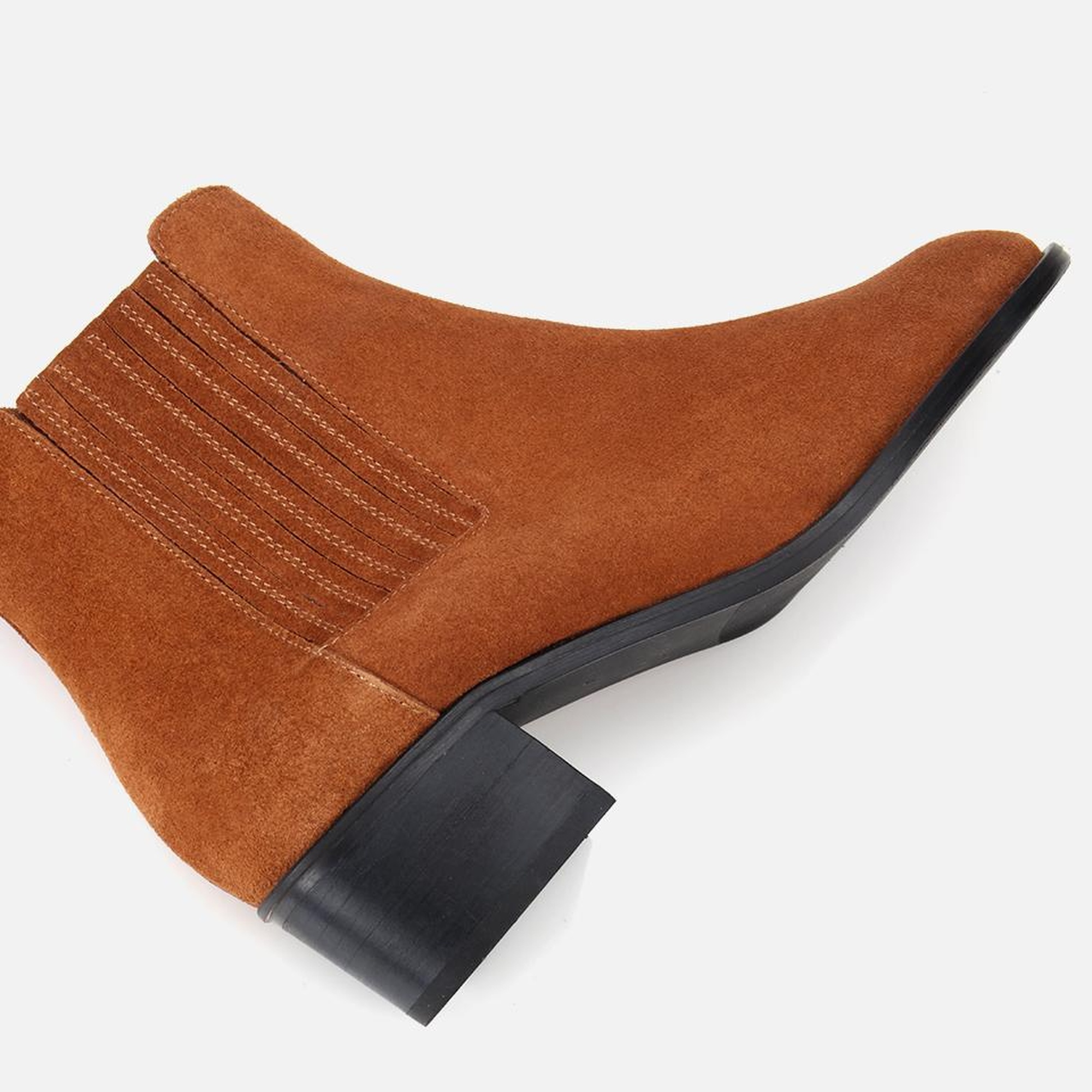 Kadın Süet Deri Taba Lastik Detaylı Bilekte Düz Bot