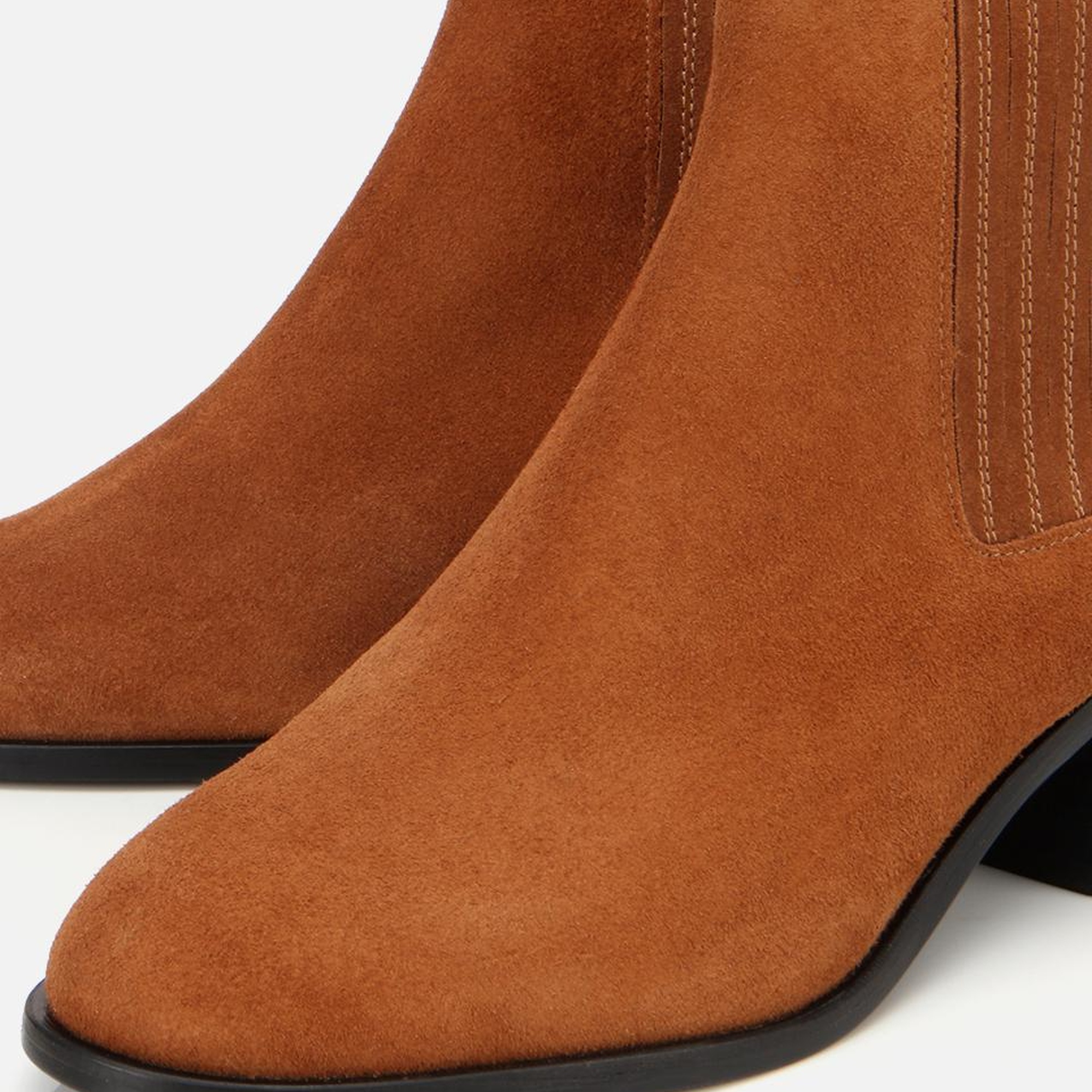 Kadın Süet Deri Taba Lastik Detaylı Bilekte Düz Bot