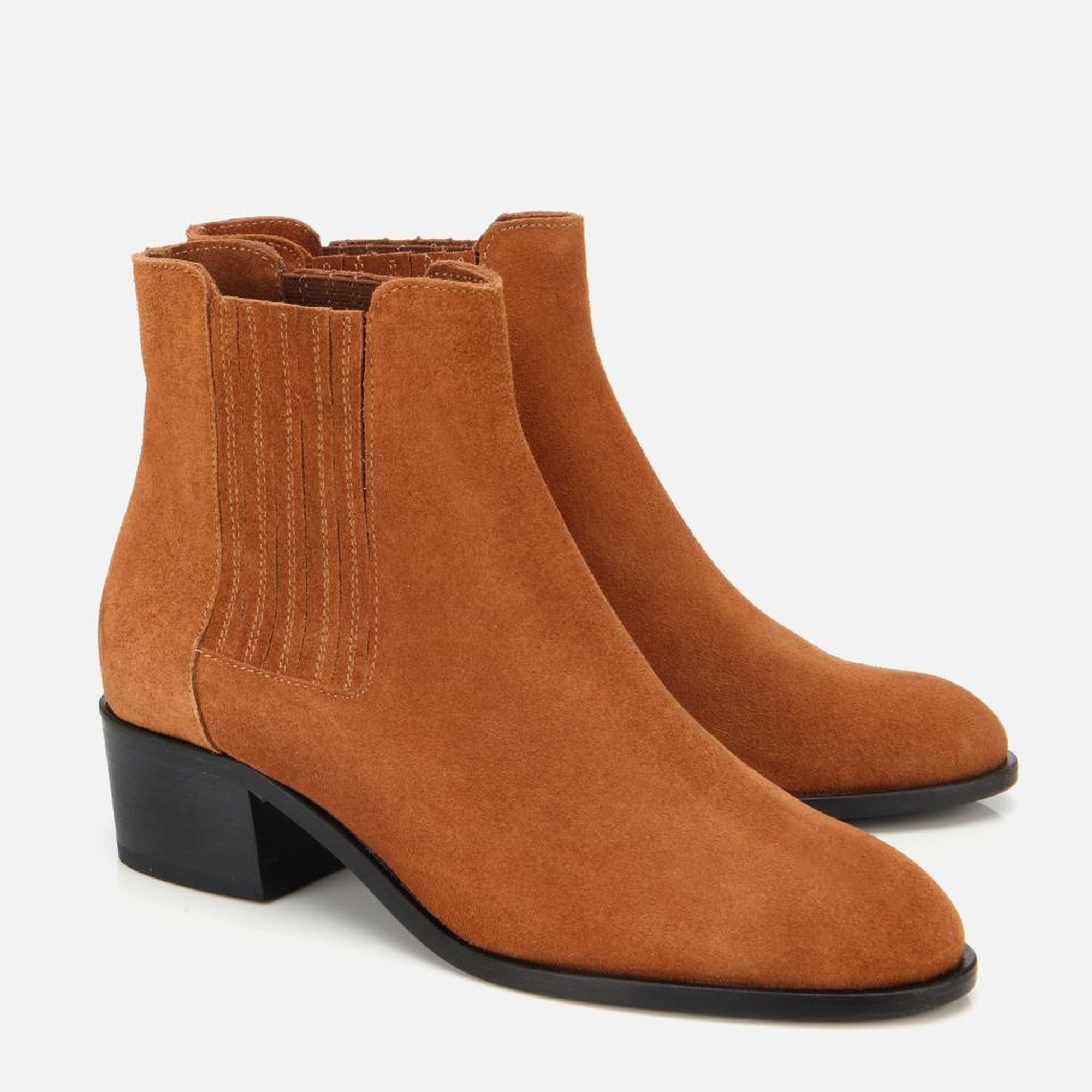 Kadın Süet Deri Taba Lastik Detaylı Bilekte Düz Bot