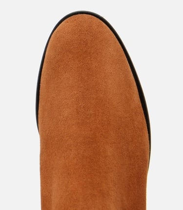  Kadın Süet Deri Taba Lastik Detaylı Bilekte Düz Bot