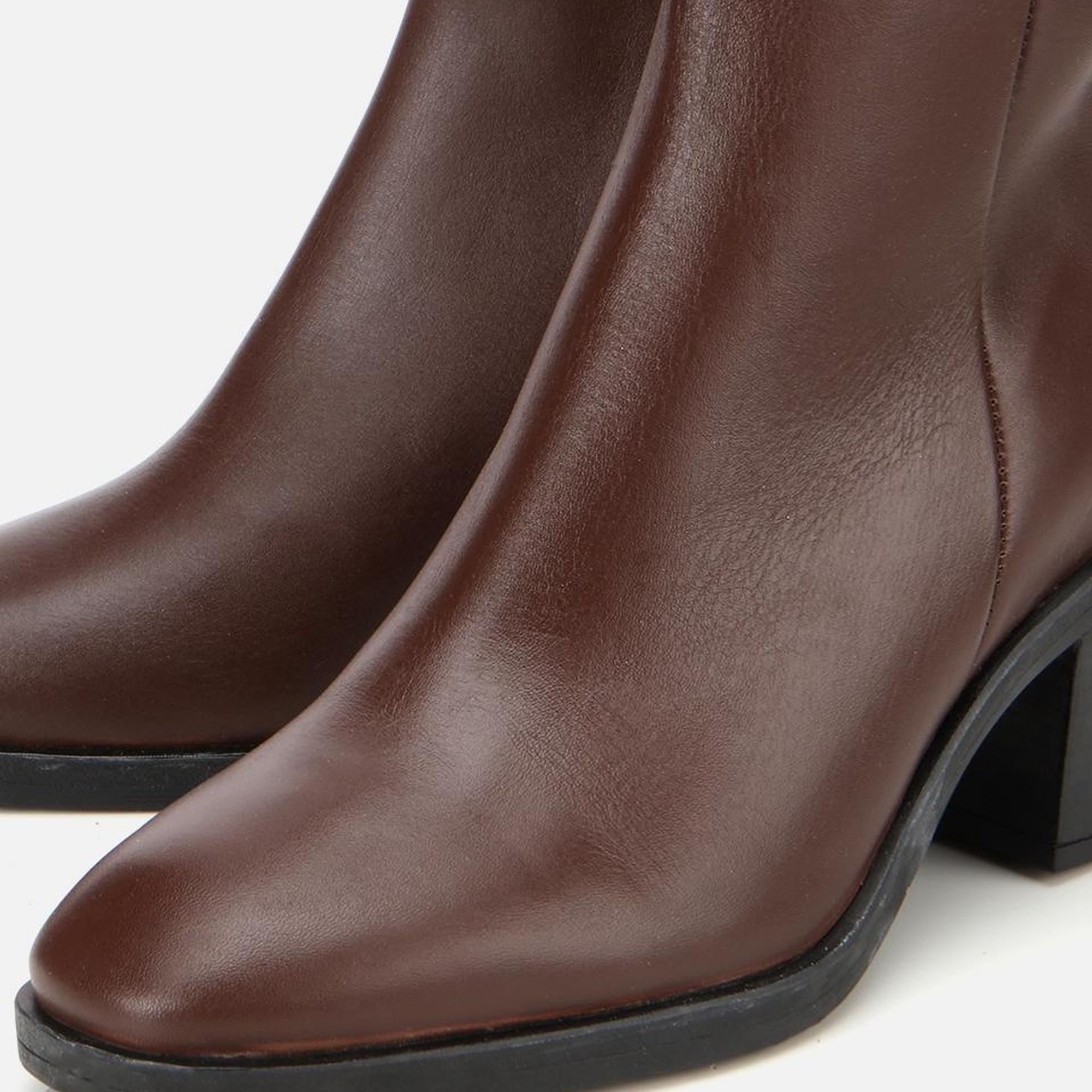 Kadın Deri Kahverengi Bilekte Topuklu Bot