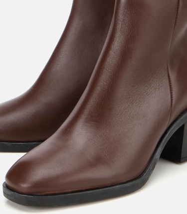  Kadın Deri Kahverengi Bilekte Topuklu Bot