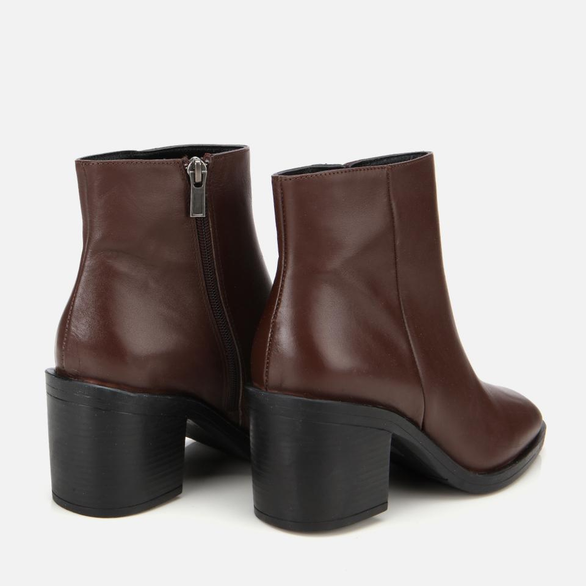 Kadın Deri Kahverengi Bilekte Topuklu Bot