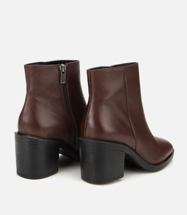  Kadın Deri Kahverengi Bilekte Topuklu Bot