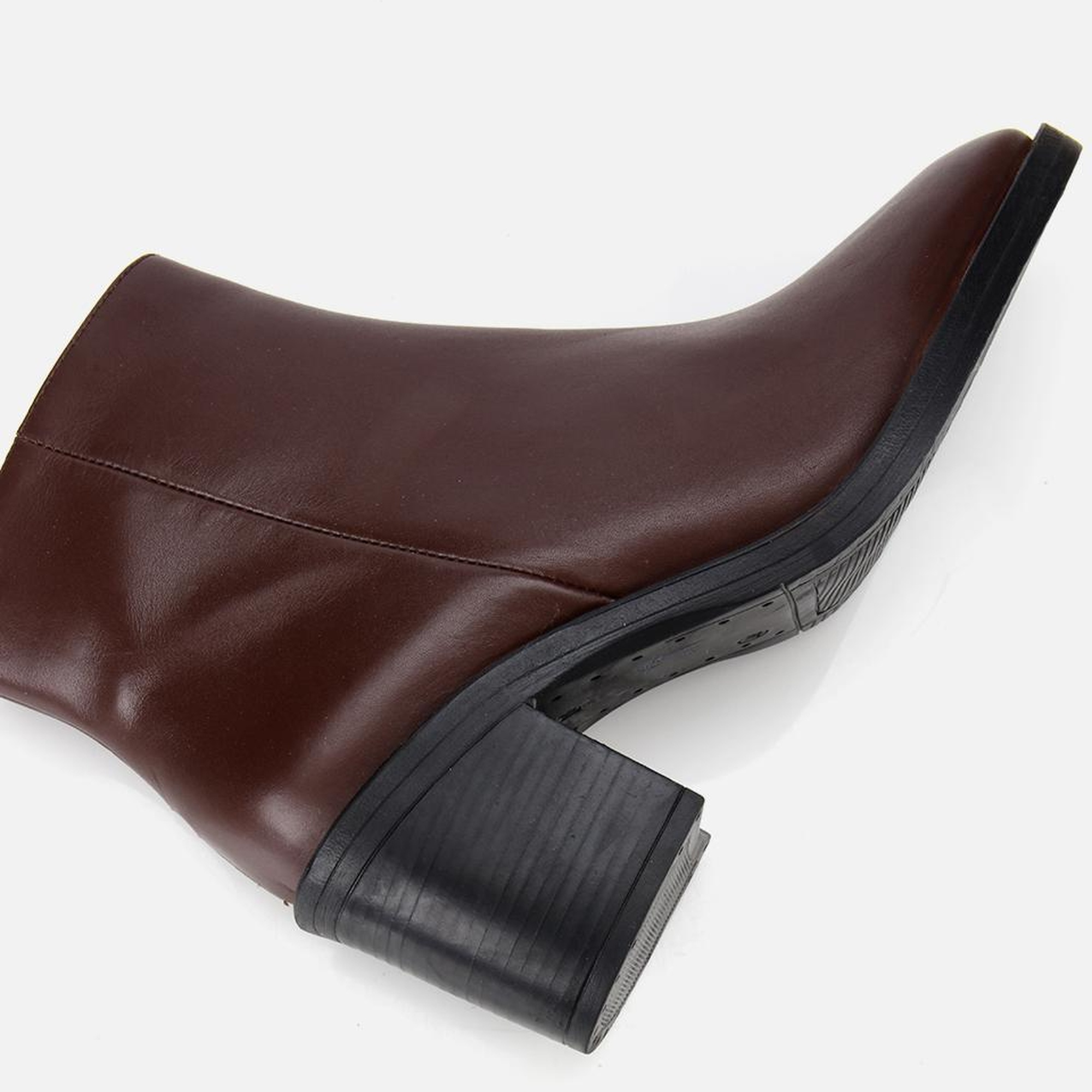 Kadın Deri Kahverengi Bilekte Topuklu Bot