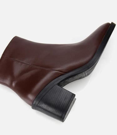  Kadın Deri Kahverengi Bilekte Topuklu Bot