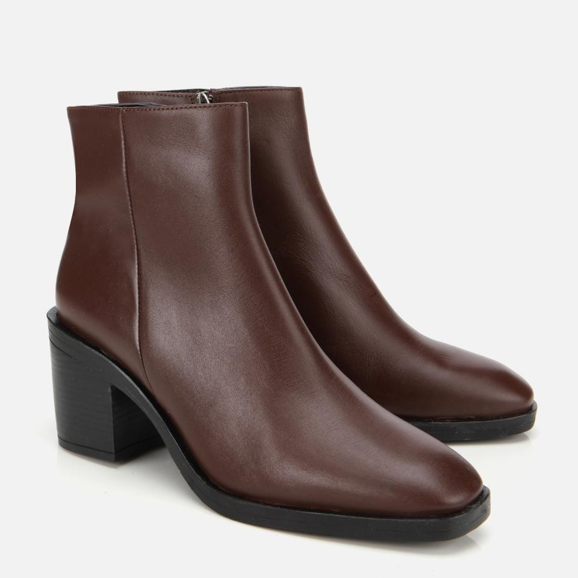 Kadın Deri Kahverengi Bilekte Topuklu Bot