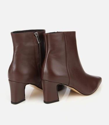  Kadın Deri Kahverengi Sivri Burunlu Bilekte Topuklu Bot