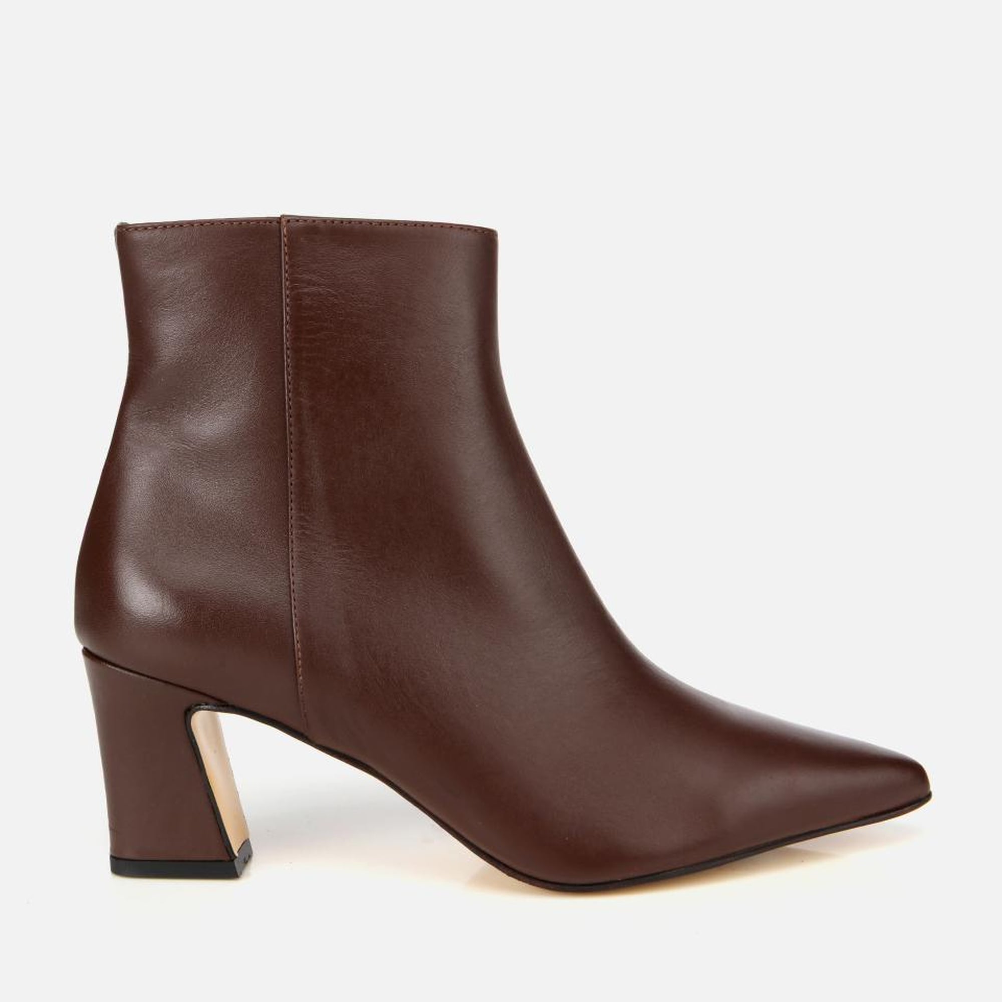 Kadın Deri Kahverengi Sivri Burunlu Bilekte Topuklu Bot