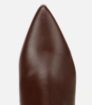  Kadın Deri Kahverengi Sivri Burunlu Bilekte Topuklu Bot