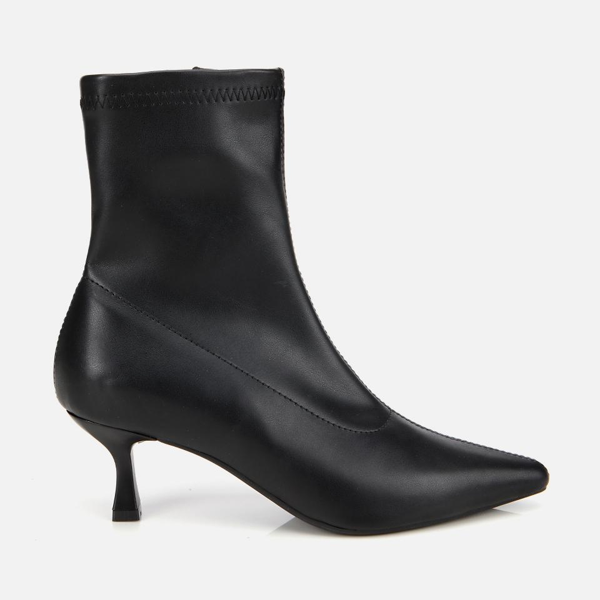 Kadın Siyah Streç Fermuarlı Bilekte Kısa Topuklu Bot