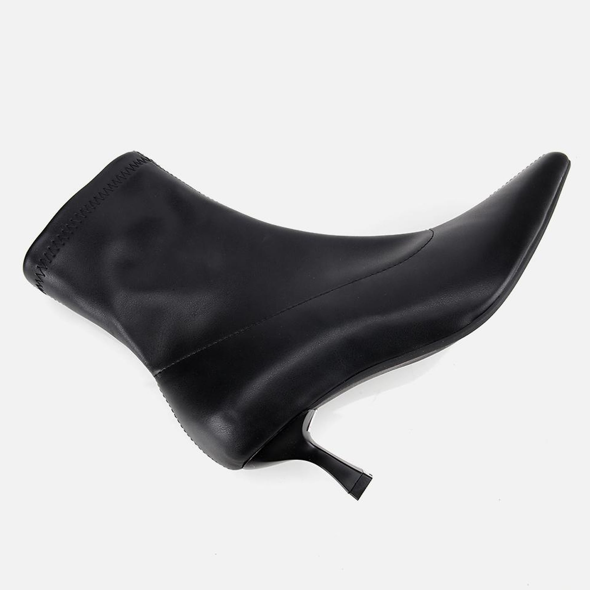 Kadın Siyah Streç Fermuarlı Bilekte Kısa Topuklu Bot