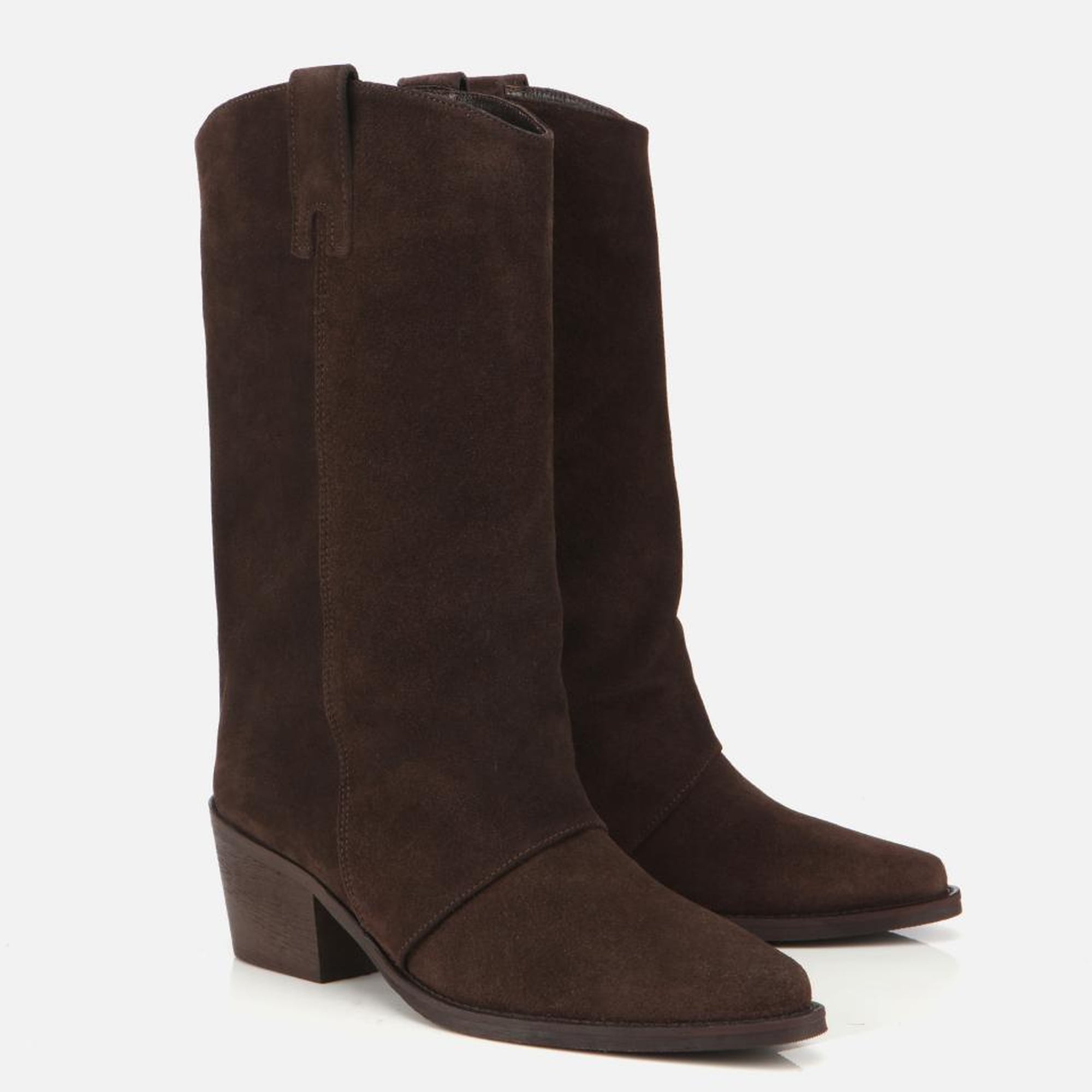 Kadın Süet Deri Kahverengi Kovboy Topuklu Bot