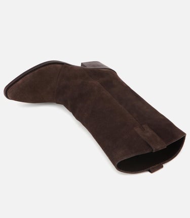  Kadın Süet Deri Kahverengi Kovboy Topuklu Bot