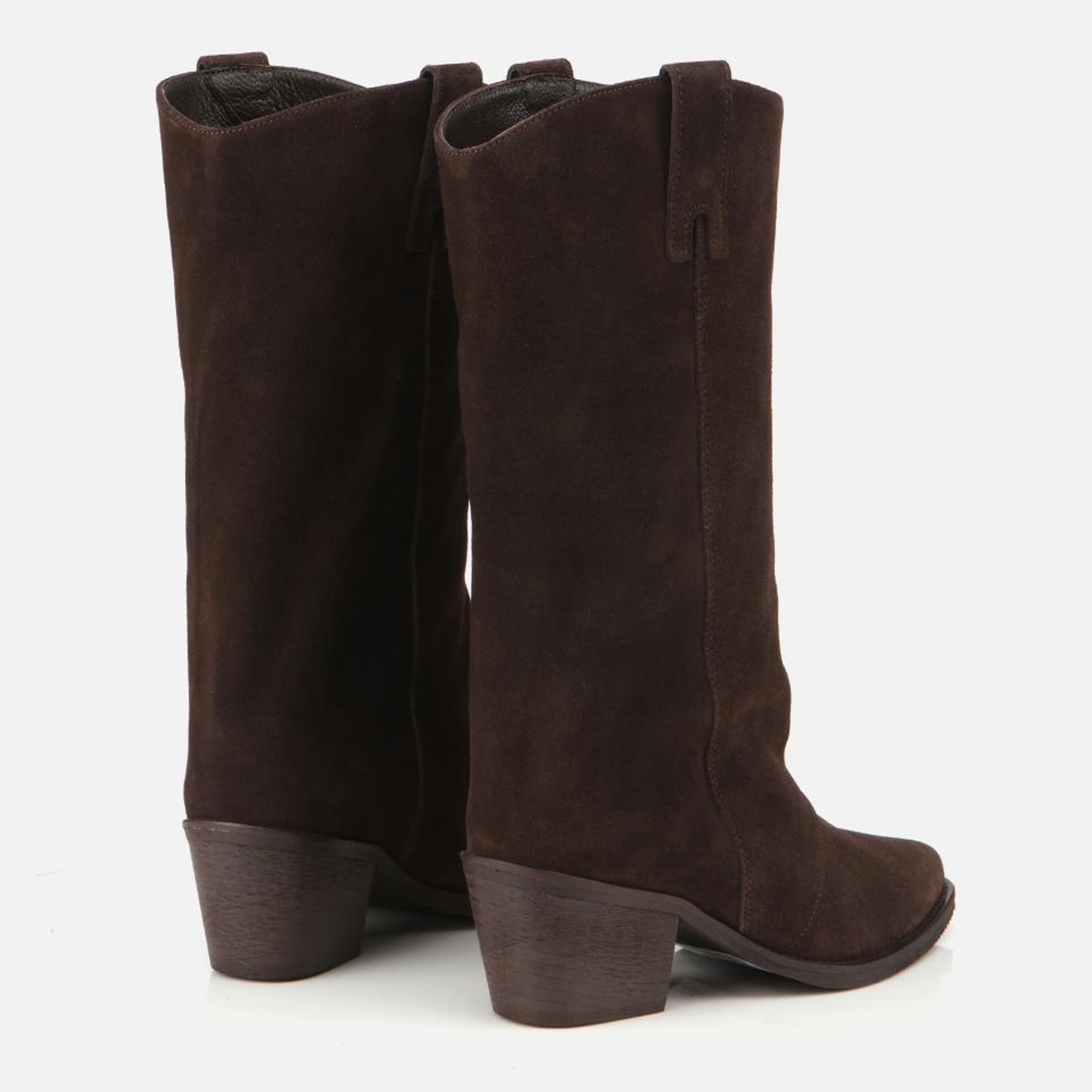 Kadın Süet Deri Kahverengi Kovboy Topuklu Bot