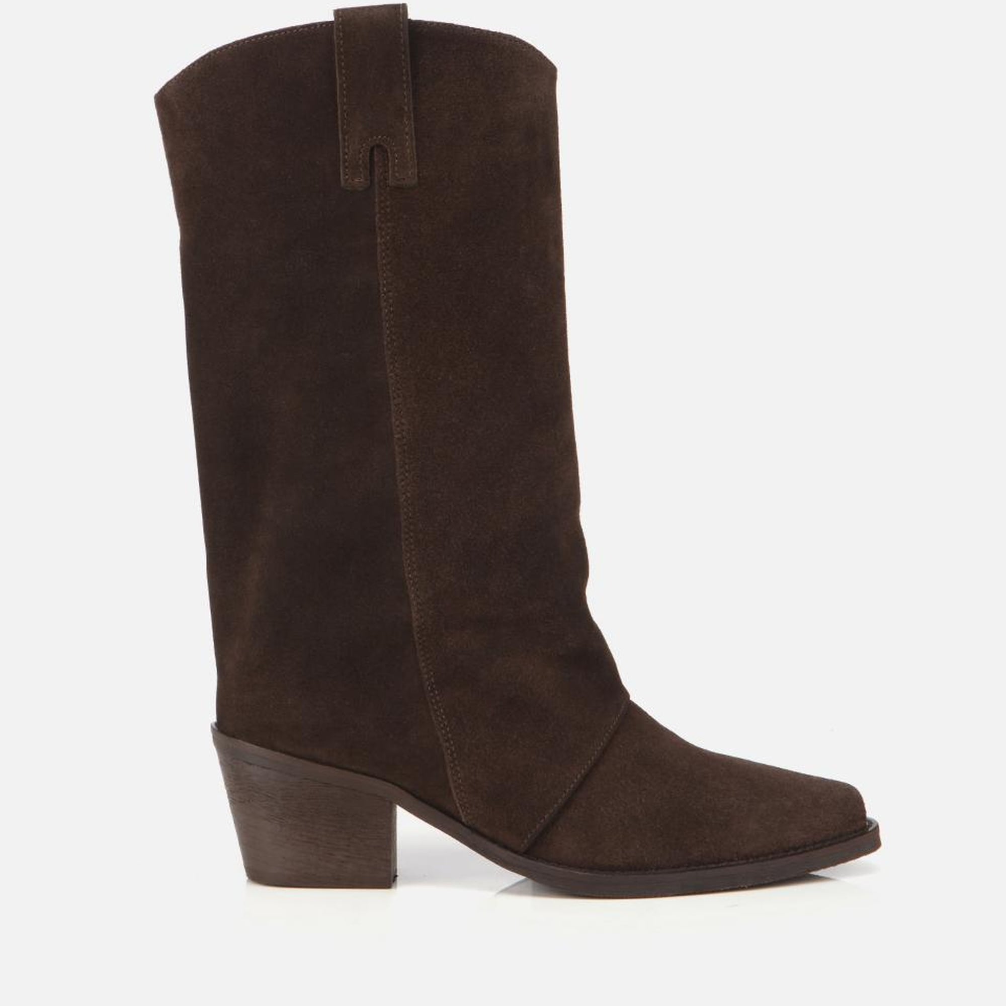 Kadın Süet Deri Kahverengi Kovboy Topuklu Bot