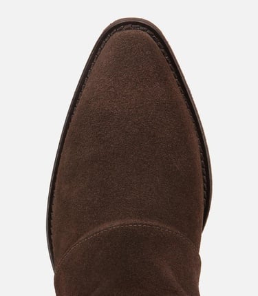  Kadın Süet Deri Kahverengi Kovboy Topuklu Bot