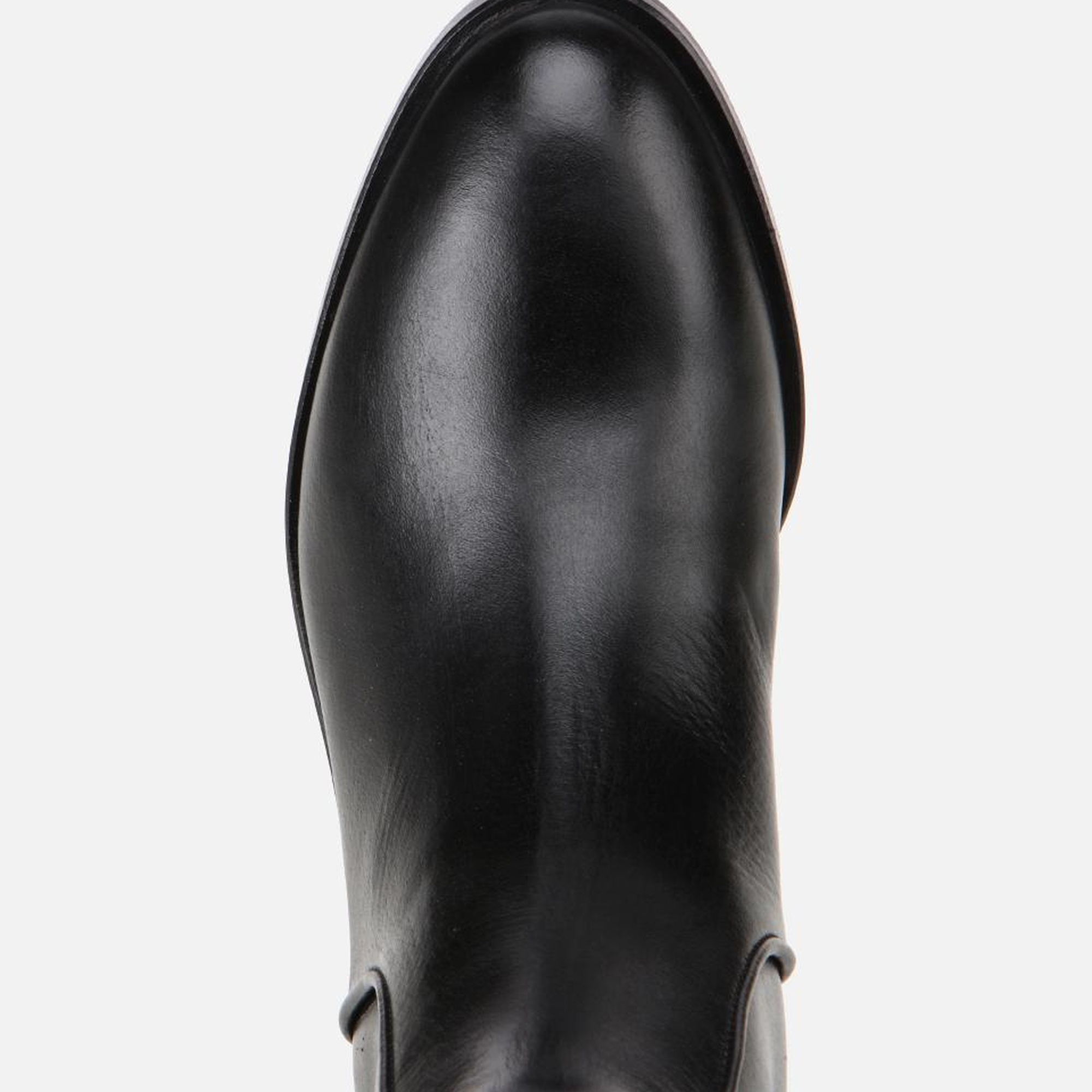 Kadın Deri Siyah Binici Uzun Düz Çizme