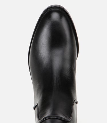  Kadın Deri Siyah Binici Uzun Düz Çizme