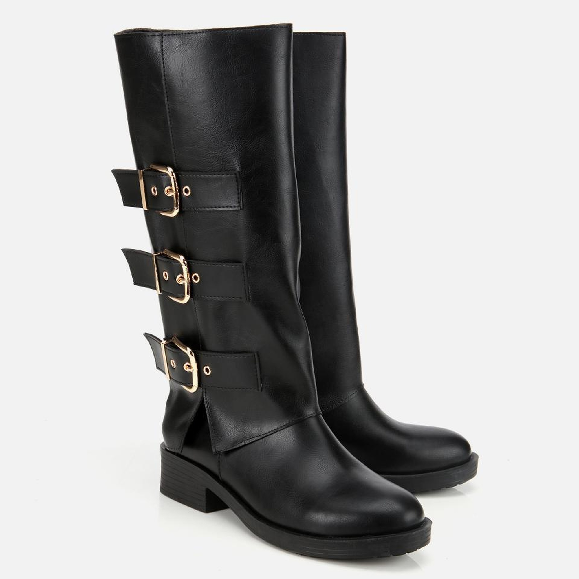 Kadın Siyah Tokalı Düz Çizme