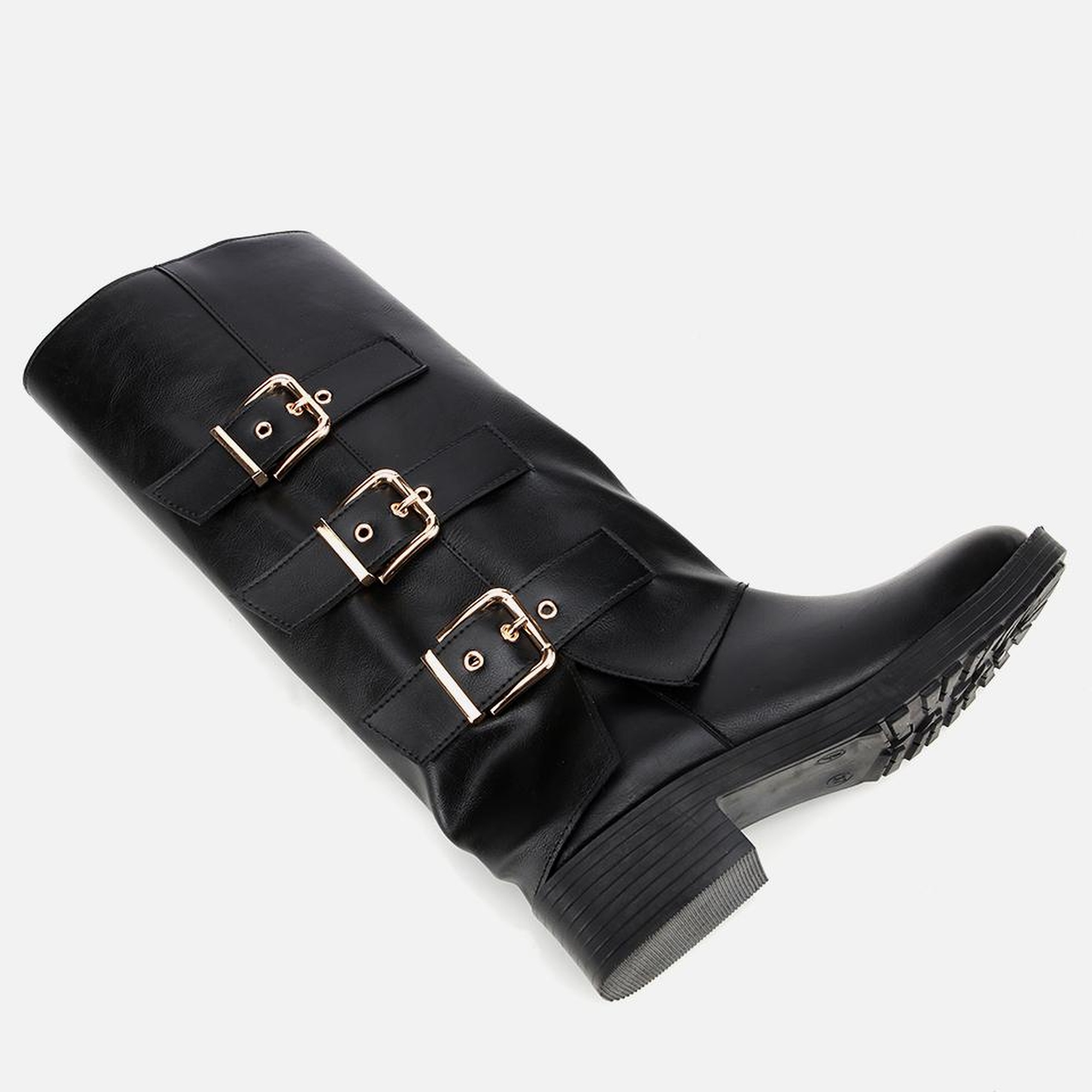 Kadın Siyah Tokalı Düz Çizme