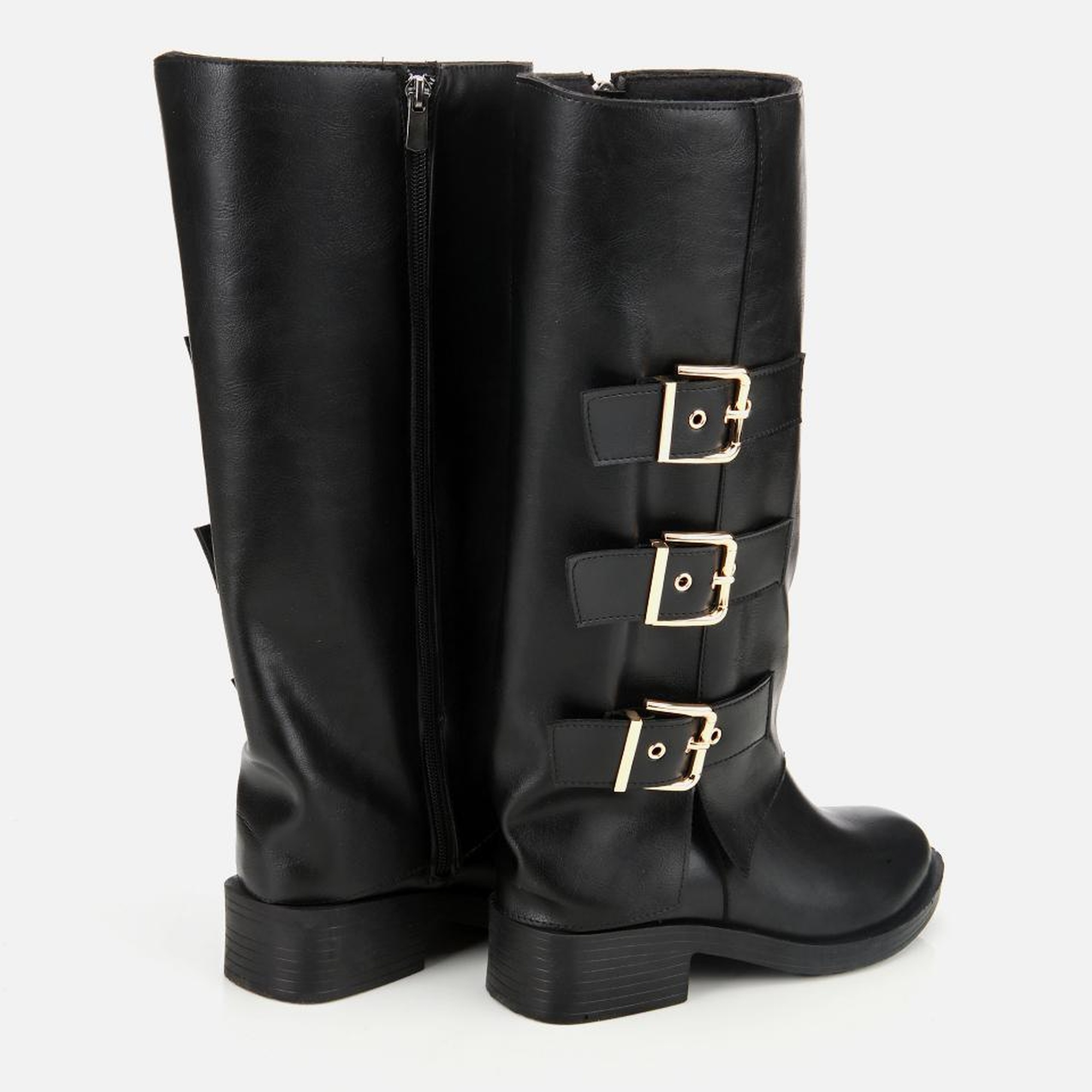 Kadın Siyah Tokalı Düz Çizme