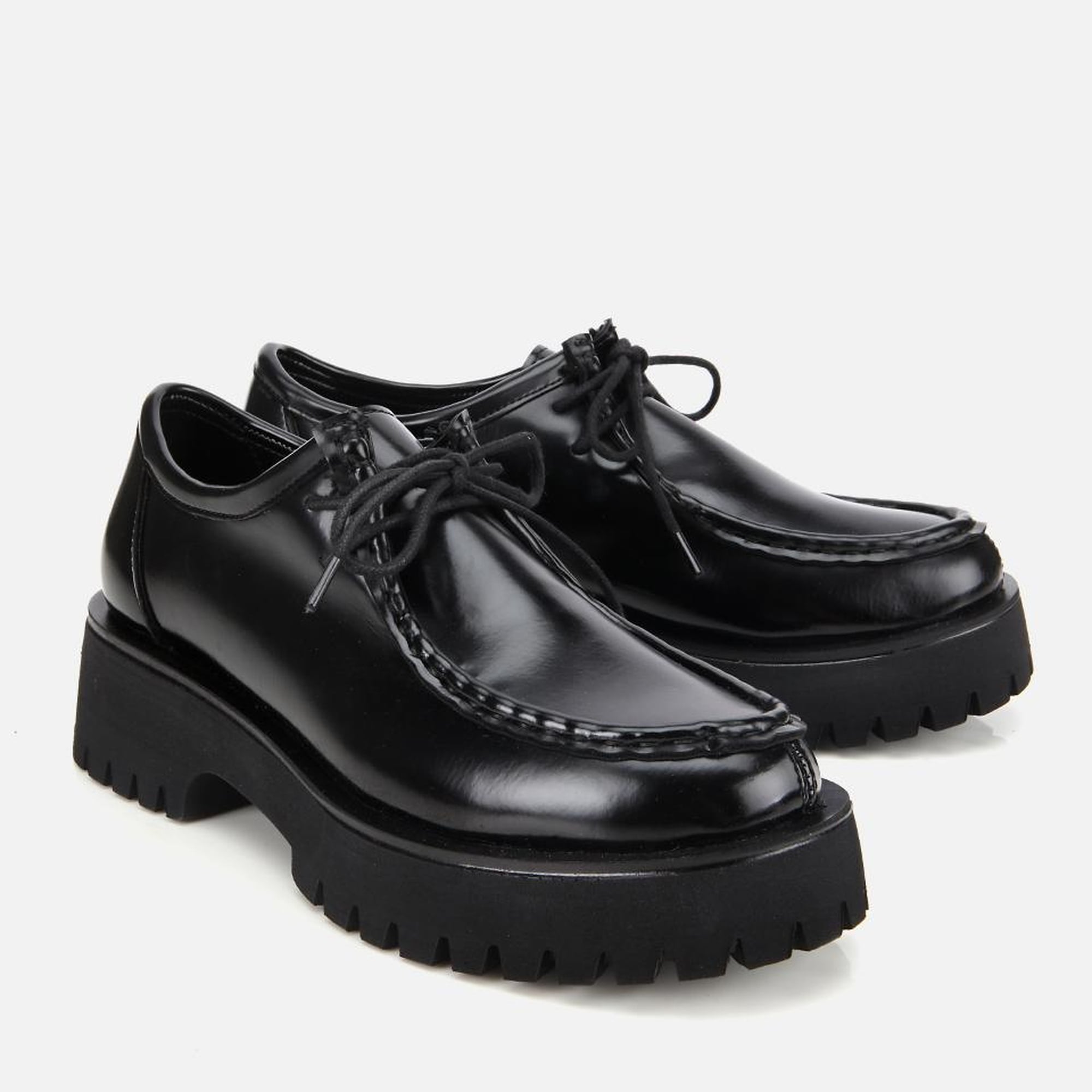 Kadın Siyah Dikiş Burunlu Kalın Tabanlı Günlük Loafer