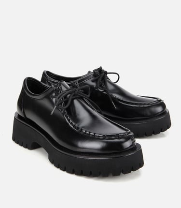  Kadın Siyah Dikiş Burunlu Kalın Tabanlı Günlük Loafer